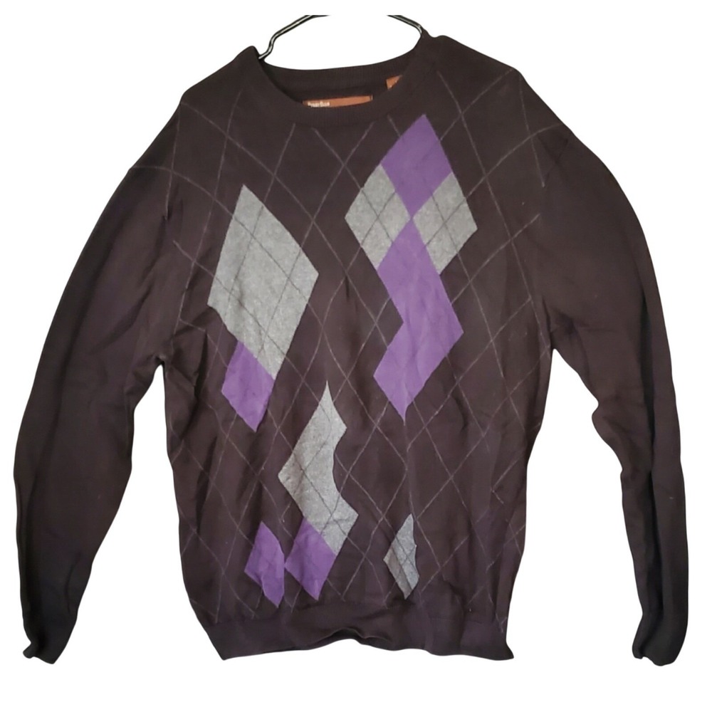 Perry Ellis Mens Sweater Large  Long Sleeve V Neck Knit Pullover‎